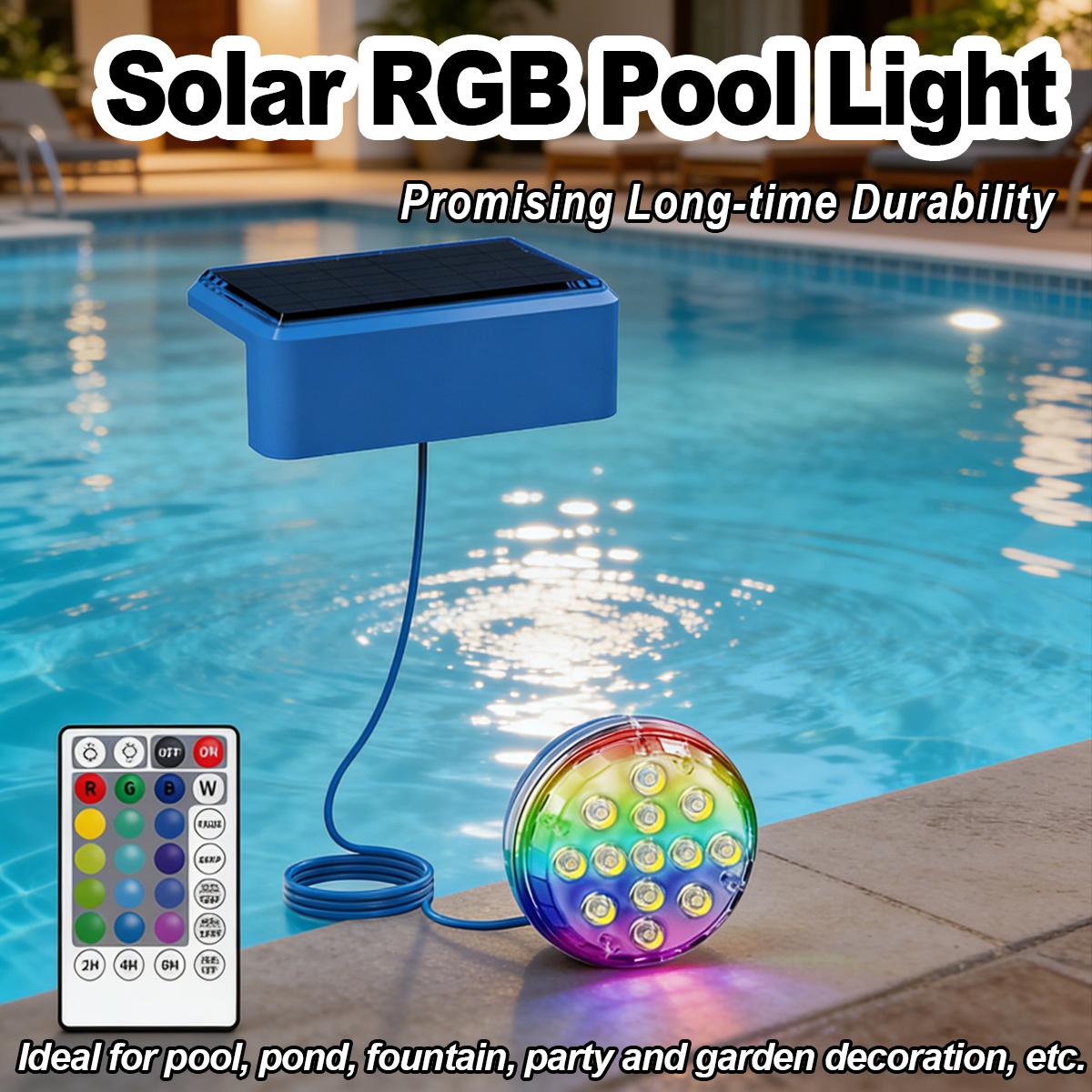 Pool Light Solar Rechargeable - Underwater Solar Pool Light with Remote