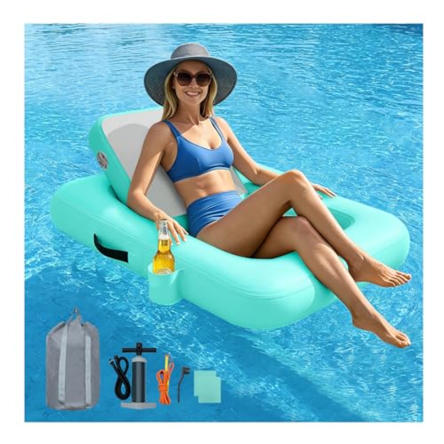 Pool Lounger Inflatable - Floating Chairs with Backrest Inflatable Float
