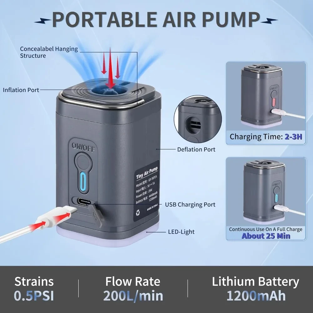Mini Portable Air Pump with 13 - đánh giá và giá Pool Lounger Inflatable