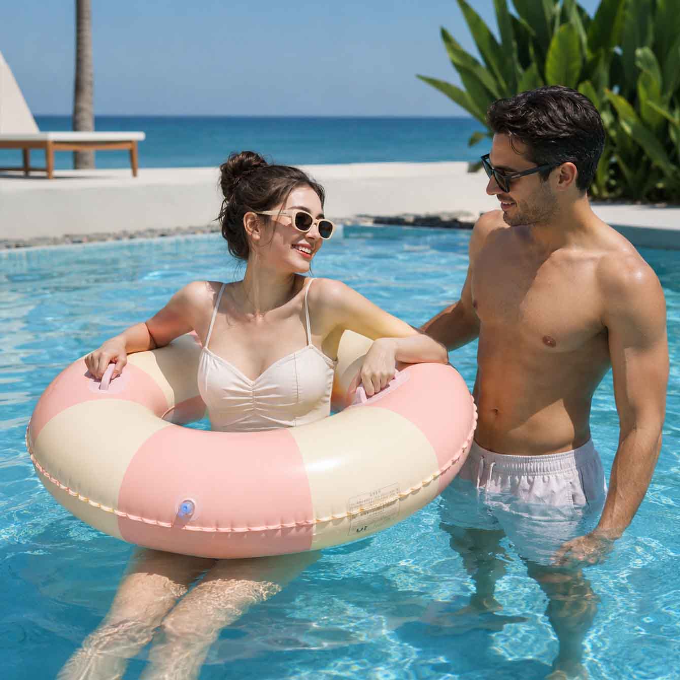 1PC Inflatable Swim Ring with  - đánh giá và giá Pool Float Ring Inflatable