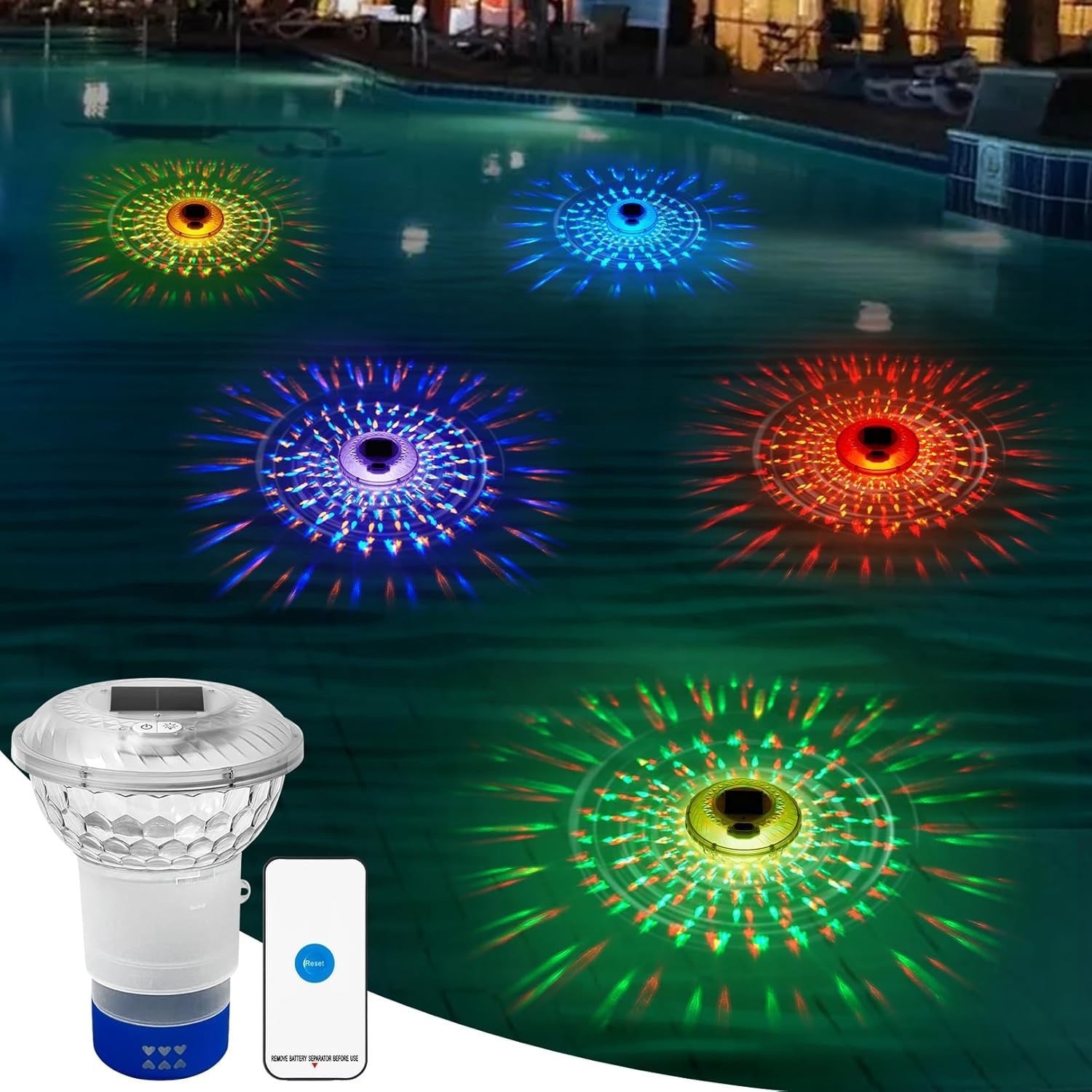 Remote Control Solar Rechargea - đánh giá và giá Pool Light Solar Rechargeable
